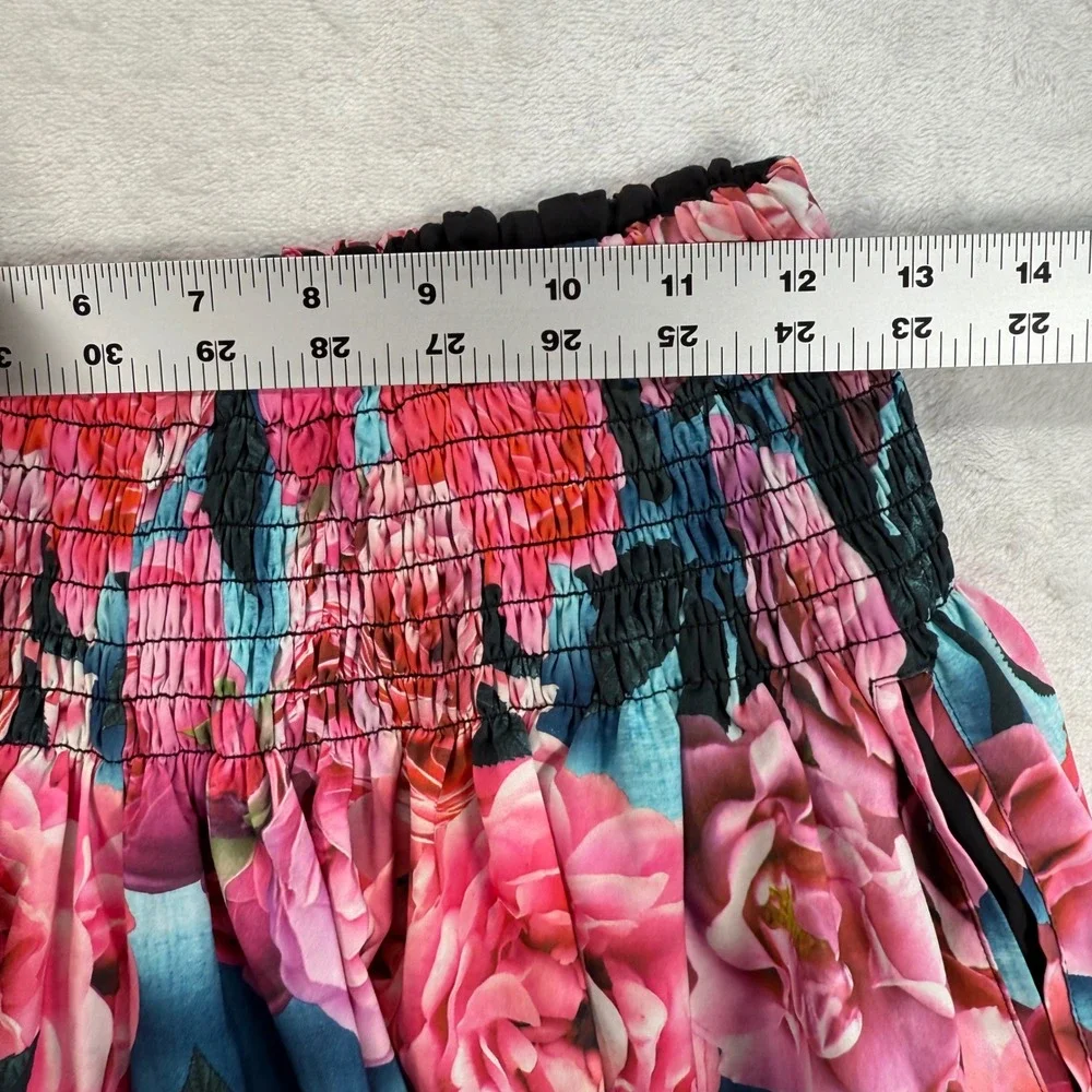 Lululemon Hot Hitter Skort Secret Garden Hot Pink Roses‎ Floral Smocked Waist 2